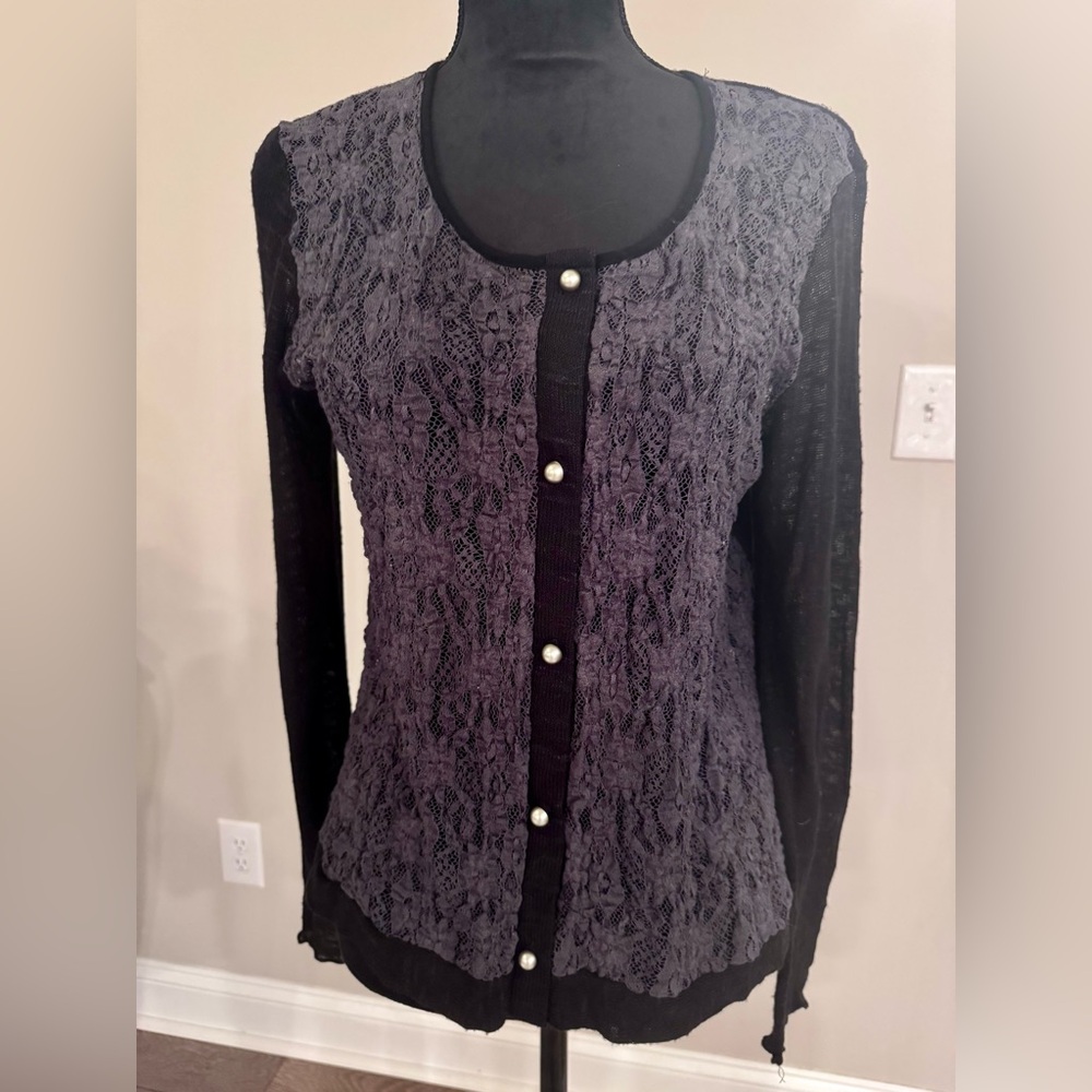 Elegant Black Lace Bohemian Style Button Down Shirt